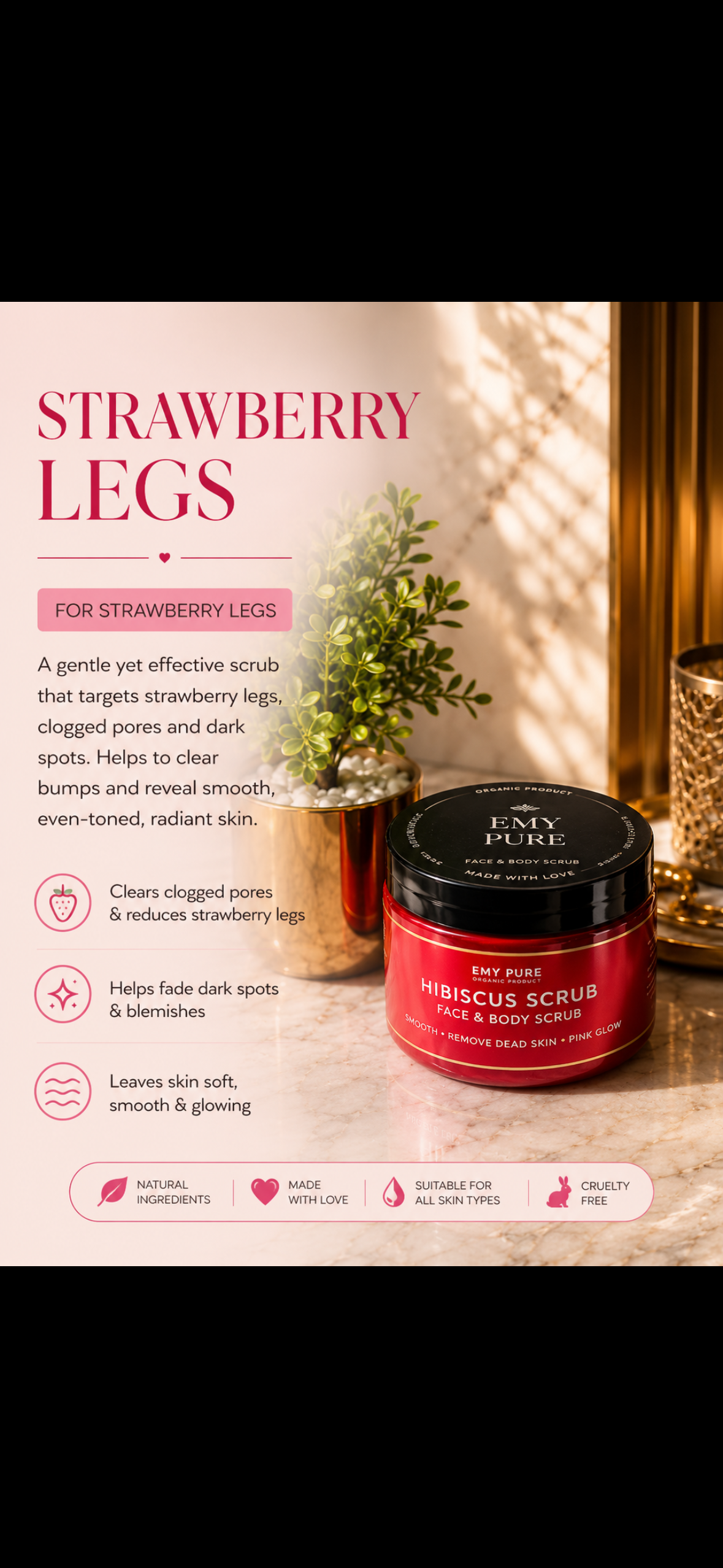 Rice scrub with. Hibiscus 🌺 pink glow ! (350) grams