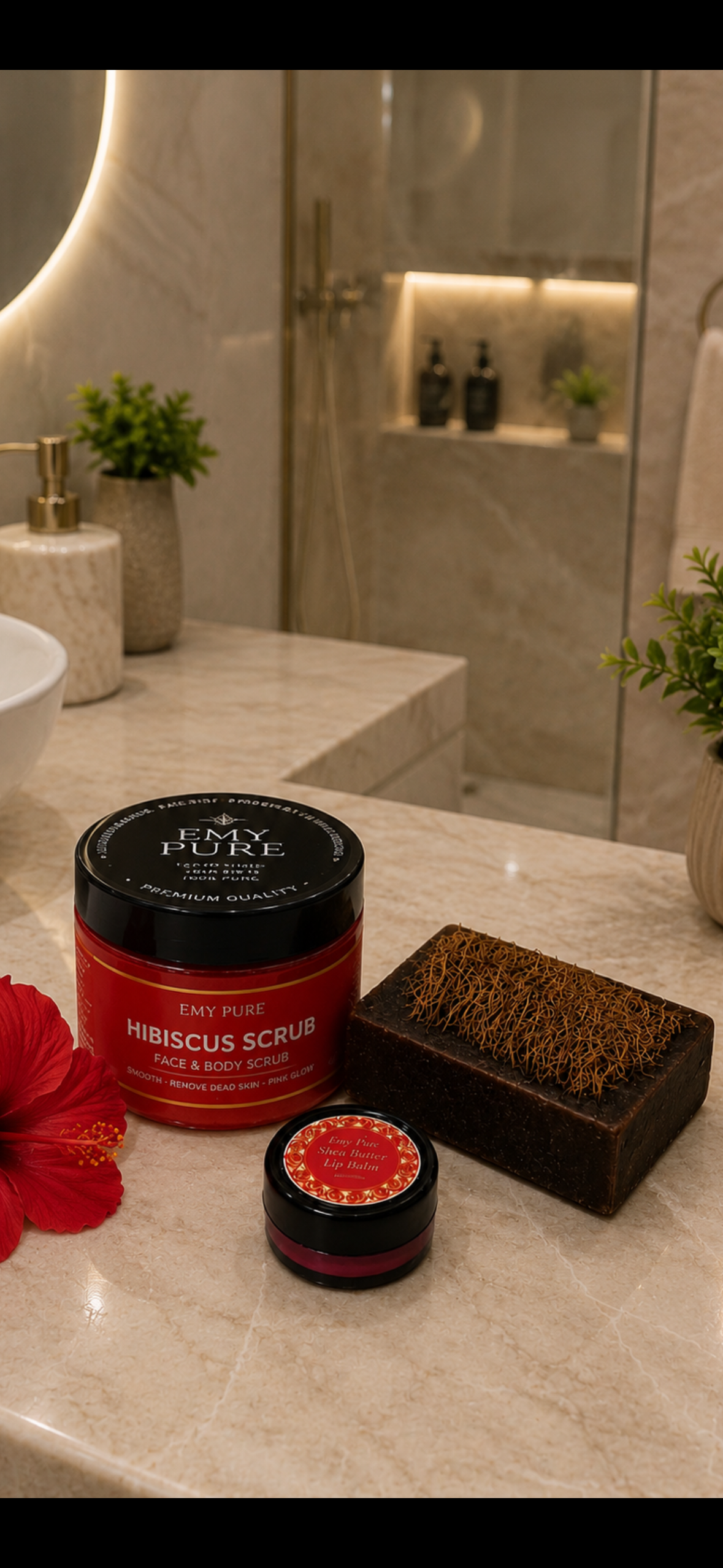 Hibiscus with loofa soap with free lip balm