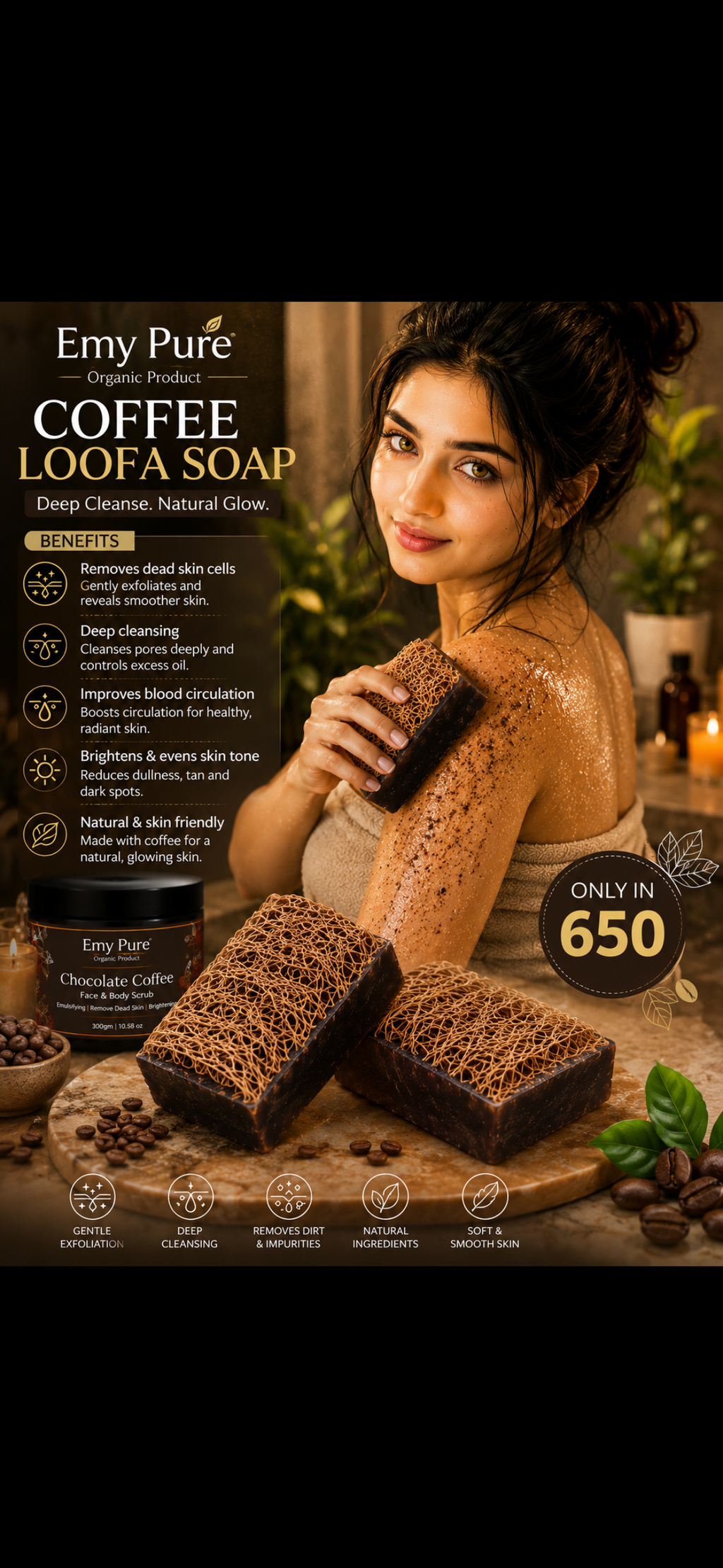 Two loofa soaps with free lip balm